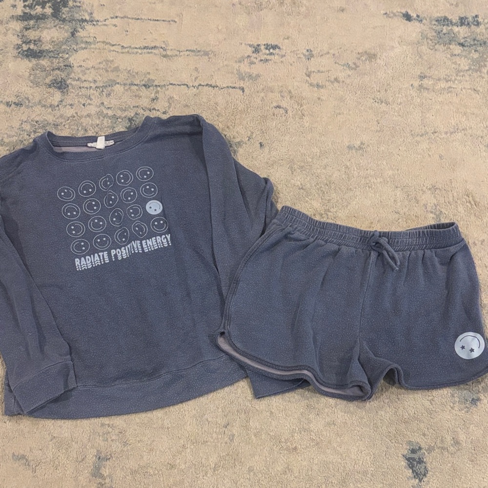 Kids Blue Graphic Sweatshirt and Shorts Set